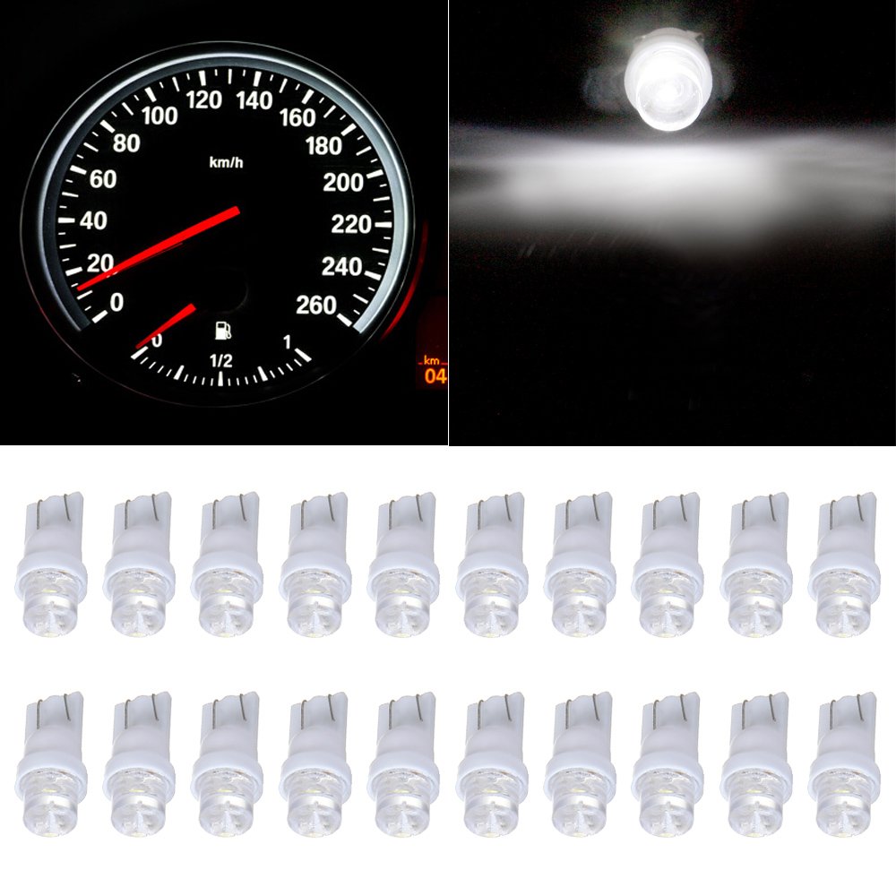 cciyu 20 Pack White T10 168 194 Led Bulbs Instrument Cluster Panel Dash Spread Light