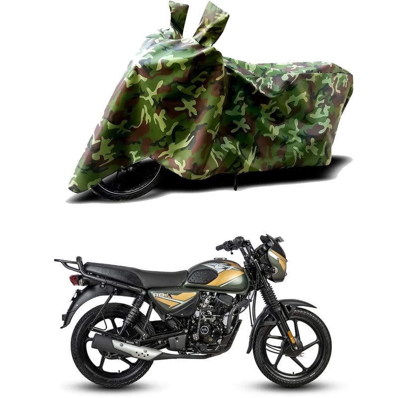Image of 100% Water Resistant Bike Scooty Two Wheeler Body Cover Compatible for Bajaj CT 110 X BS6 /UV-Rays /Heat Protection /Birds Dropping /Scratchproof /Dust Proof /Waterproof /All Varient[Green MJ]