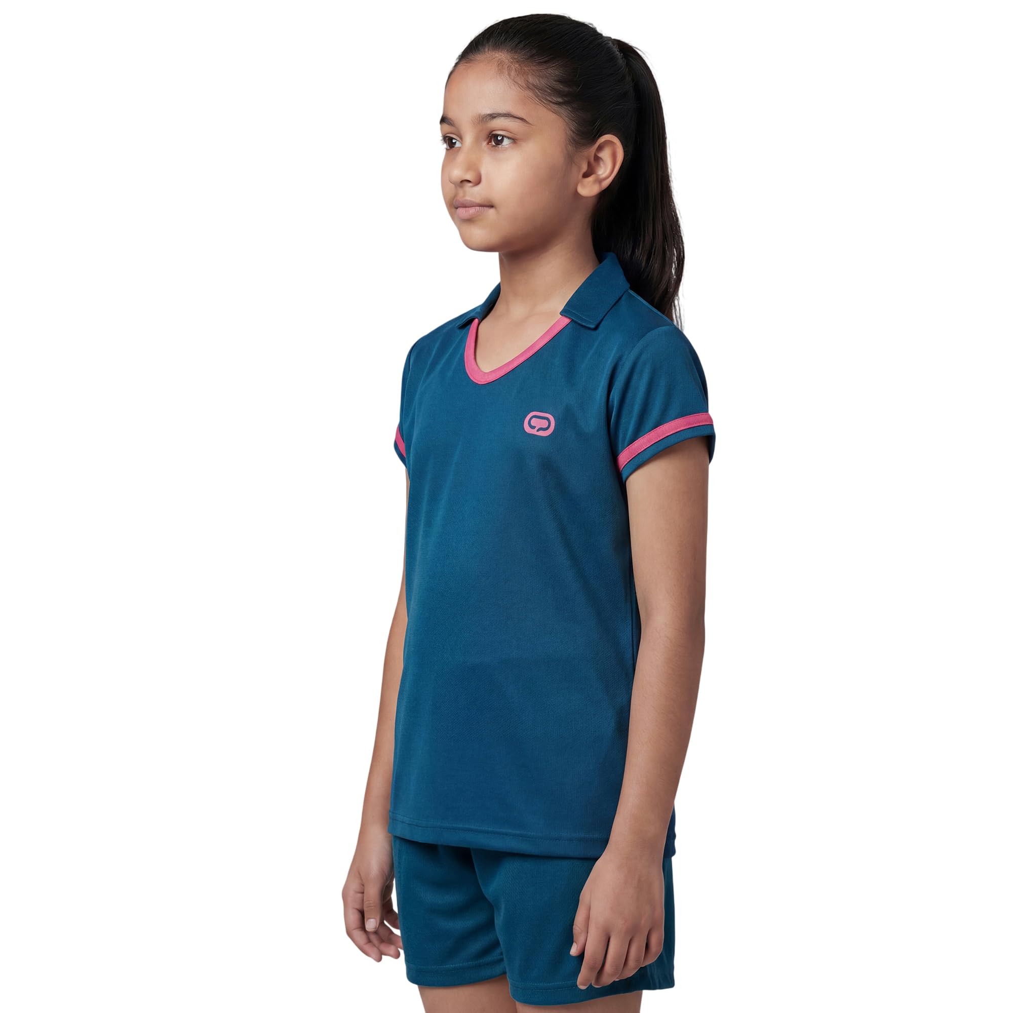 Qiddo Sports Girls Elegant Collared Regular T-Shirt (in, Age, 12 Years, 13 Years, Regular, Blue) 4
