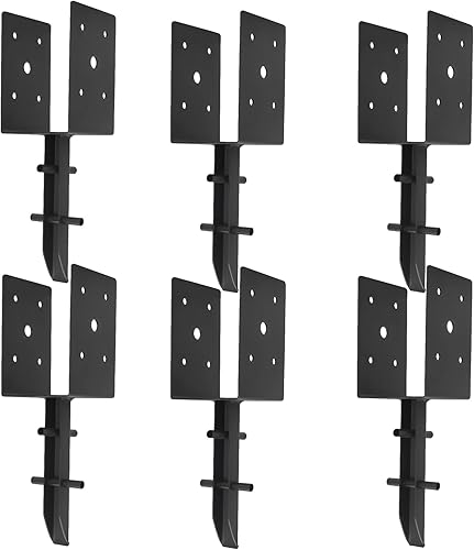 Nrspp Anclaje de poste de hormigón 4 x 4, 6 piezas (diámetro interior de 3.5 x 3.5 pulgadas), soporte para poste de valla en forma de U, pico de