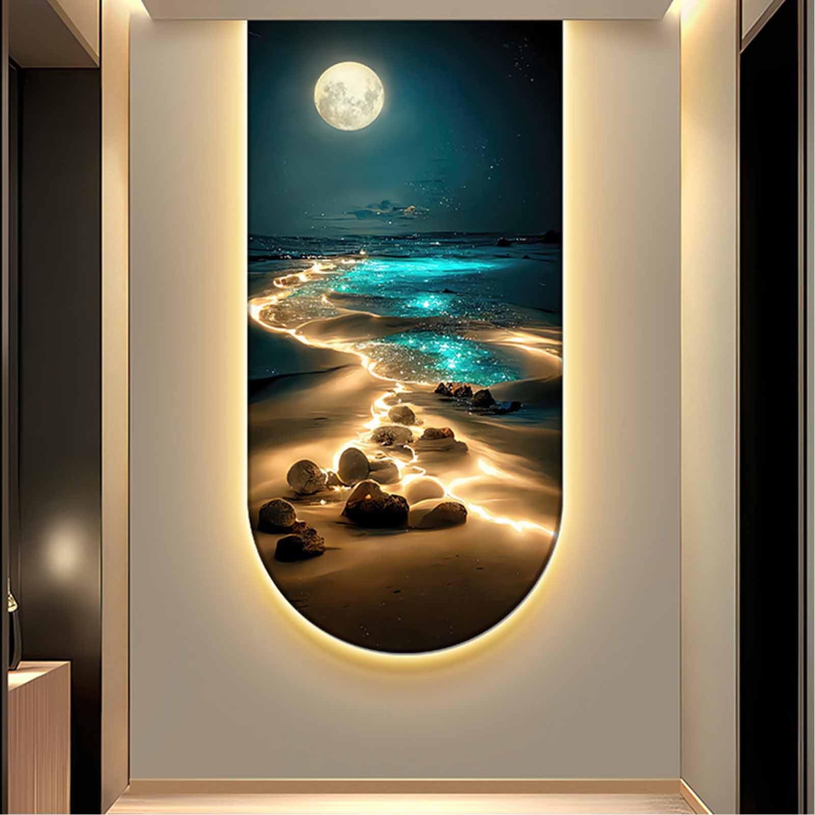 YDAECKRYVB 3D Landscape Wall Mural，LED Illuminated Wall Decor，Plug-in Modern Home Wall Art，Contemporary Art Painting，Suitable For Living Rooms, Entryways, And Hallways(A,140 * 70cm/55.1 * 27.6in)