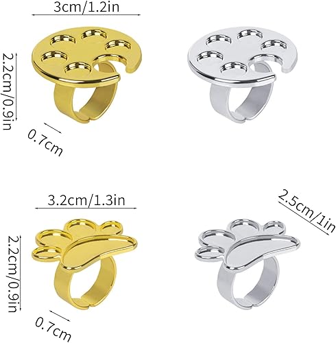 4 Pack Mini Nail Paint Art Palette Finger Rings Metal Manicure Palette Tools Makeup Palettes, Nail Art Palette Nail Polish Palette
