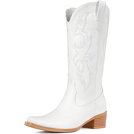 Mid Calf Cowgirl Boots - Embroidered Fashionable Western Footwear for Women