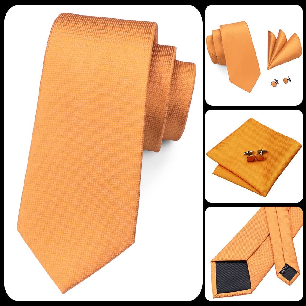 Corbata de Boda de Seda a Rayas para Hombre, Corbata para Hombre, Conjunto de Gemelos y pañuelo, Fiesta de Negocios