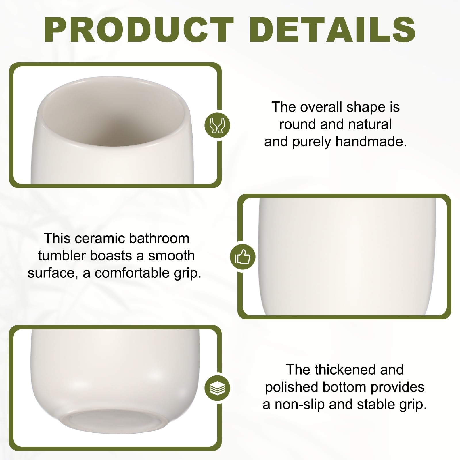 sourcing map Lot de 2 gobelets réutilisables en céramique pour salle de bain - 300 ml - Blanc