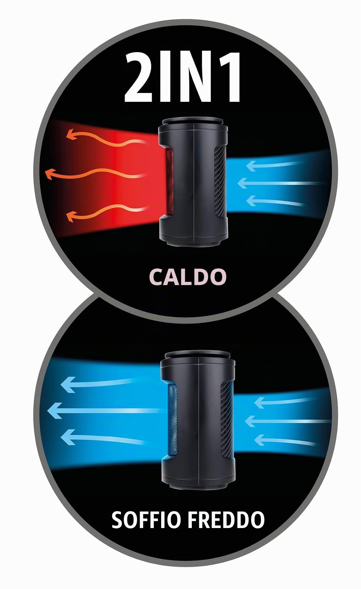 alpina Termoventilatore portatile e compatto – Riscaldamento elettrico 1200W con aria calda e fredda – Termostato digitale riscaldamento 15-35°C – Funzione timer 1-9h – Riscaldamento elettrico per