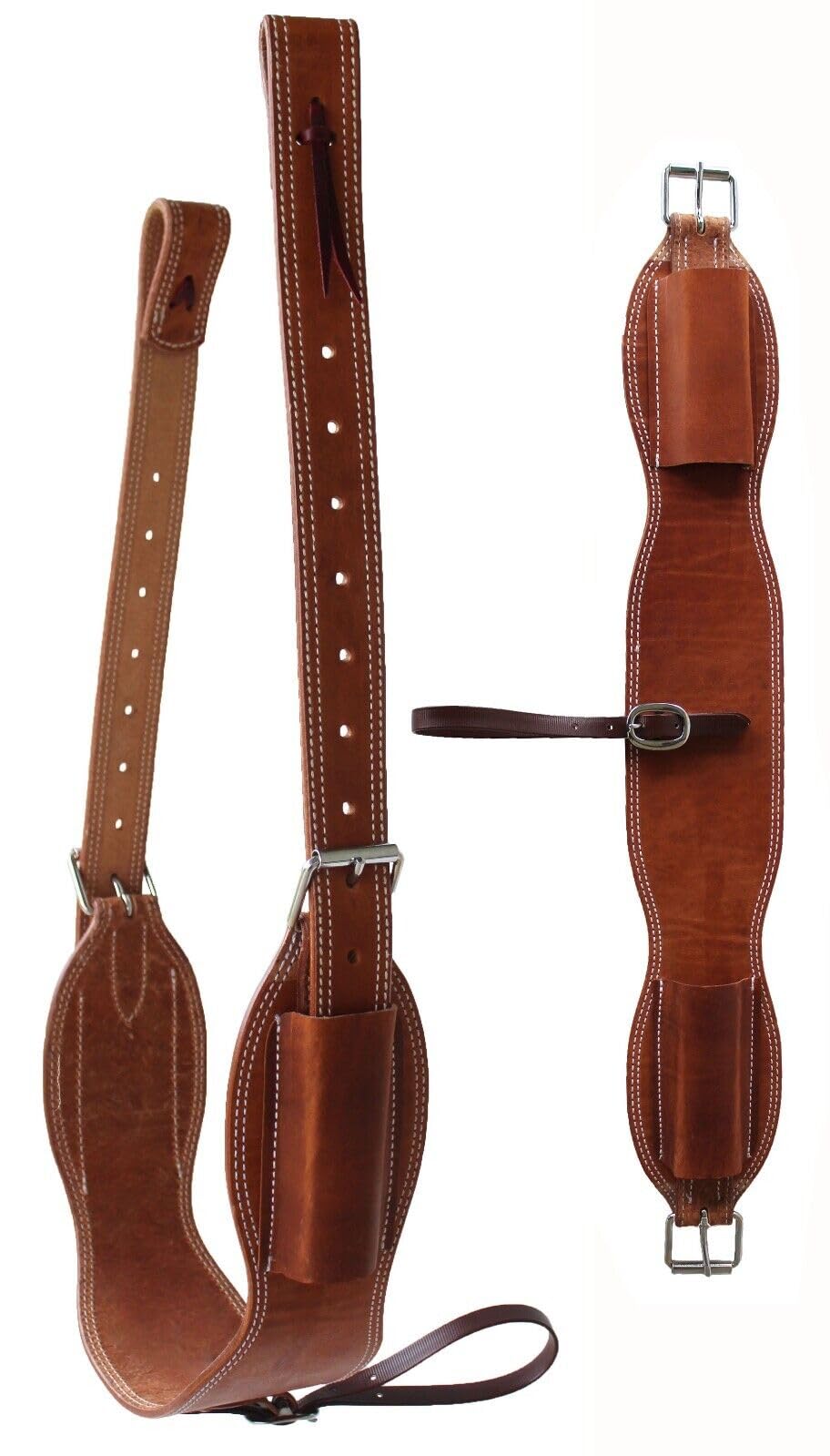 Sillín de cuero occidental de 7 pulgadas de ancho para caballo de flanco trasero, cincha de cincha manual ME-LCG-018