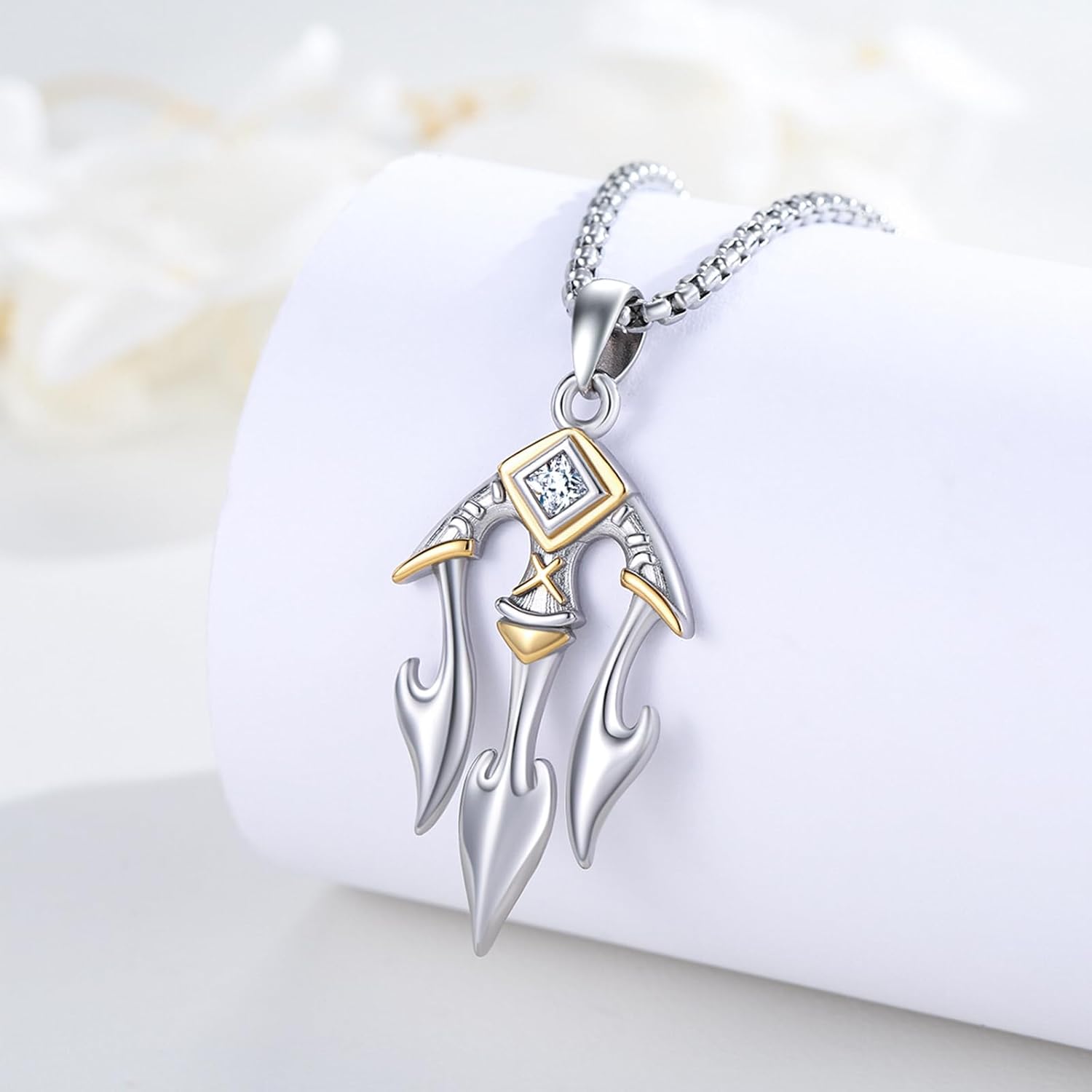 MEDWISE Poseidon Trident Necklace 925 Sterling Silver Trident Pendant Necklace Ancient Greece Amulet Jewelry Gift for Men Women Sailor - Image 2