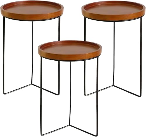 Miniatura 2 de Soportes Metálicos para Plantas de Interior con Superficies de Madera, Sostiene Macetas de hasta 12" de Diámetro, Capacidad de 120 lb Cada Uno -