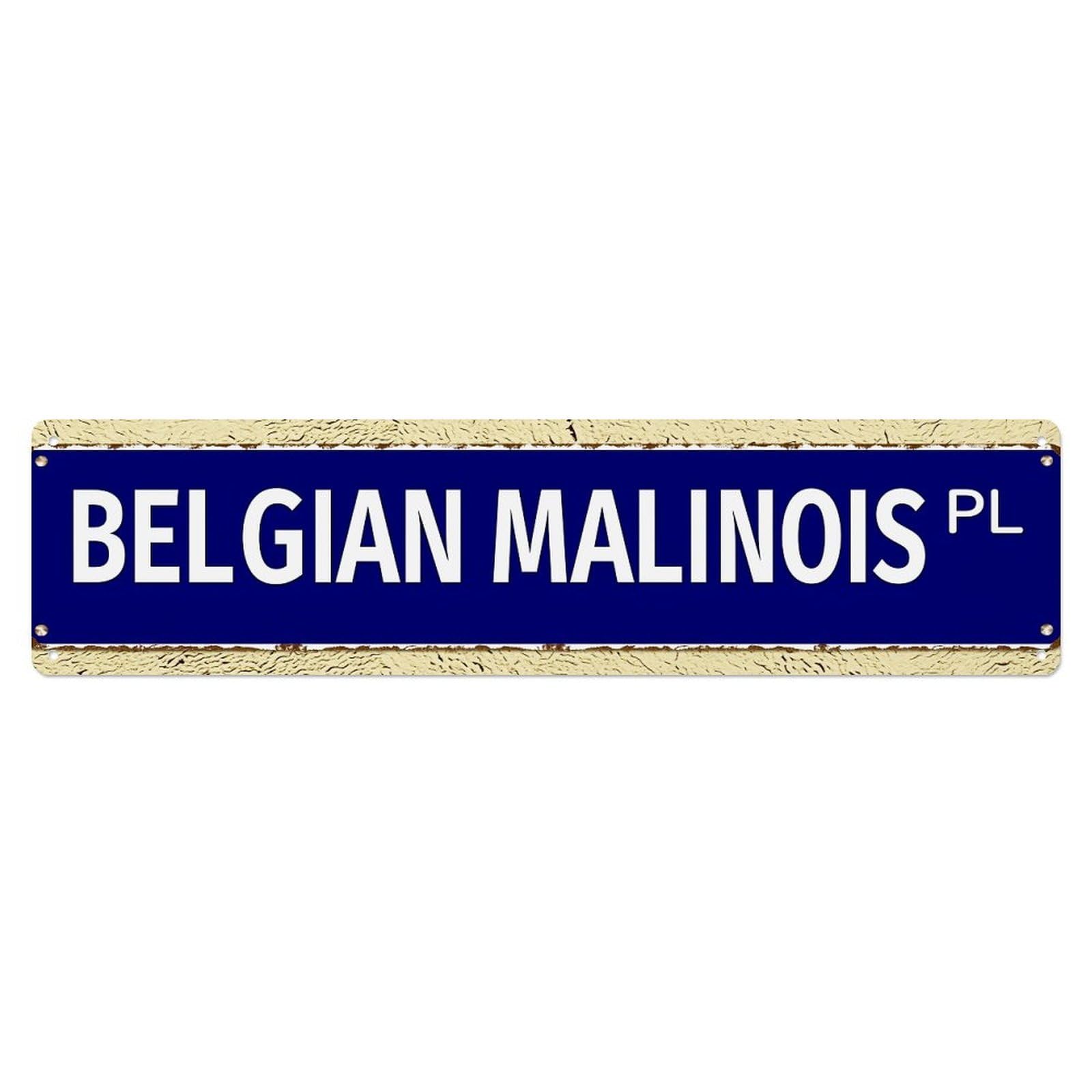Jdyansheng Vintage Belgian Malinois Pl Sign Tin Sign Metal Poster Metal Signs For Home Man Cave Bar Cafe Kitchen Laundry Room Wall Decorations 4X16 Inches