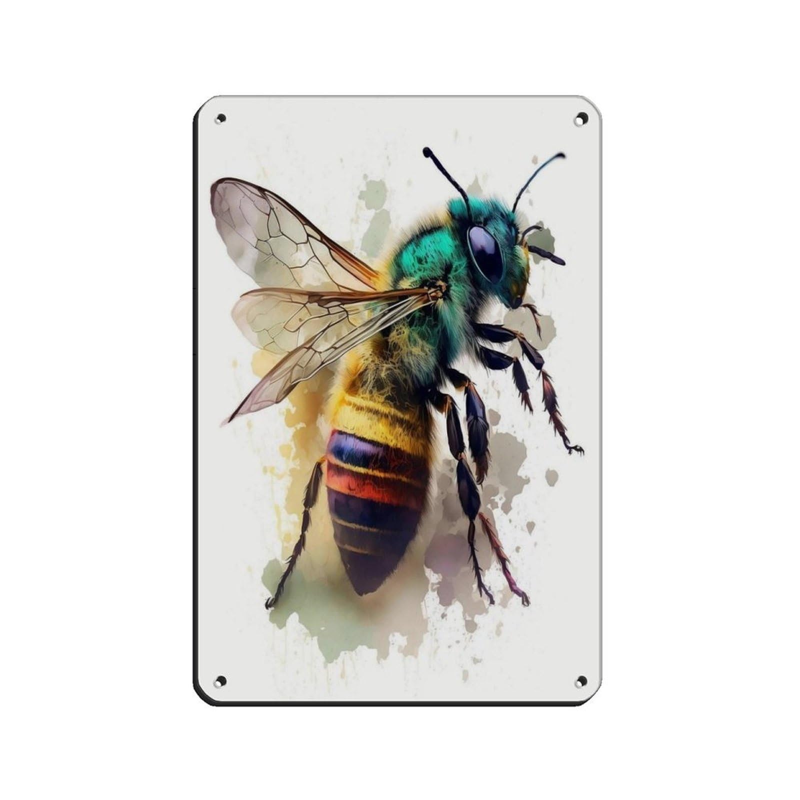 Watercolor Bee, Bee Art Poster Retro Poster Metal Tin Sign Chic Art Retro Iron Painting Bar People Cave Cafe Family Garage Poster Wall Decoration 8x12inch(20x30cm)