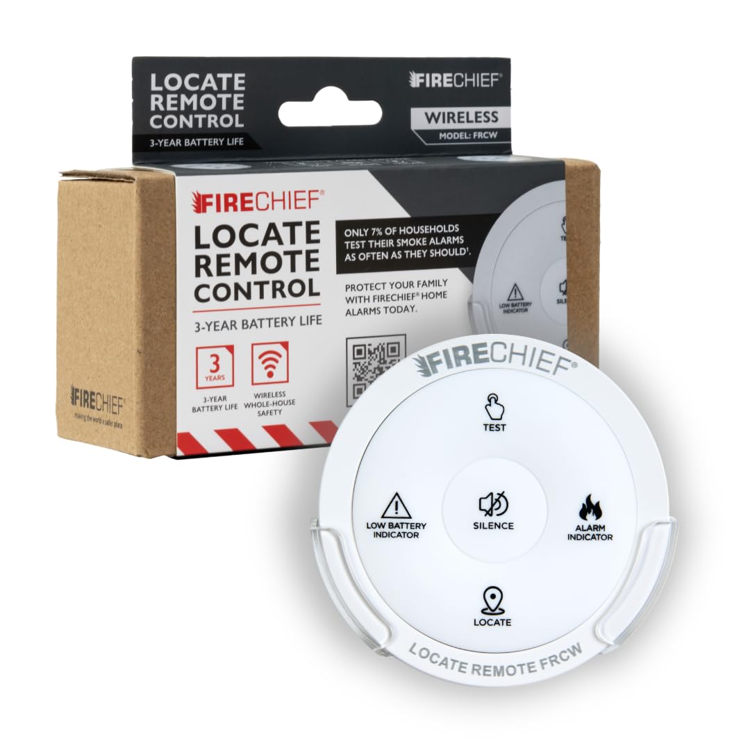 Firechief Alarm Remote - Locate Remote Control for Firechief Wireless Interlink Heat, Smoke and Carbon Monoxide Alarm - Real Time Alerts & Control - Easily Test Heat, CO, and Smoke Alarms For Home
