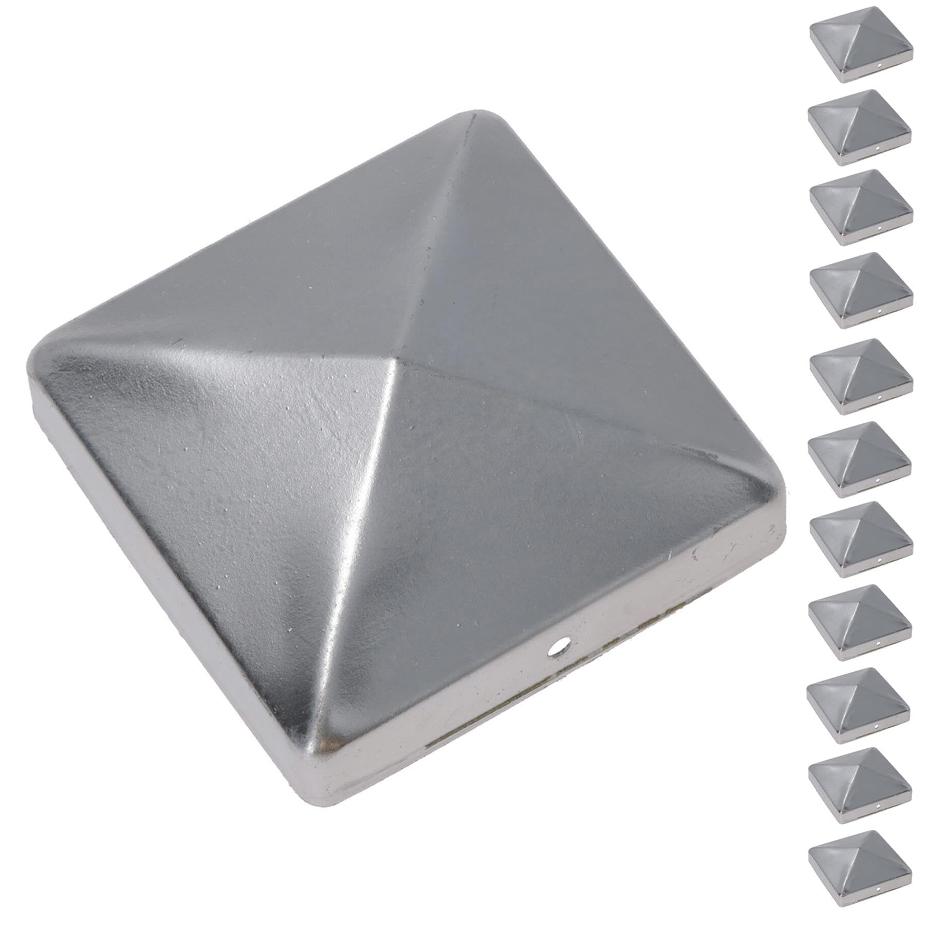Metal Fence Post Caps for Fence Posts 75mm x 75mm Protector Cover Silver 12pc