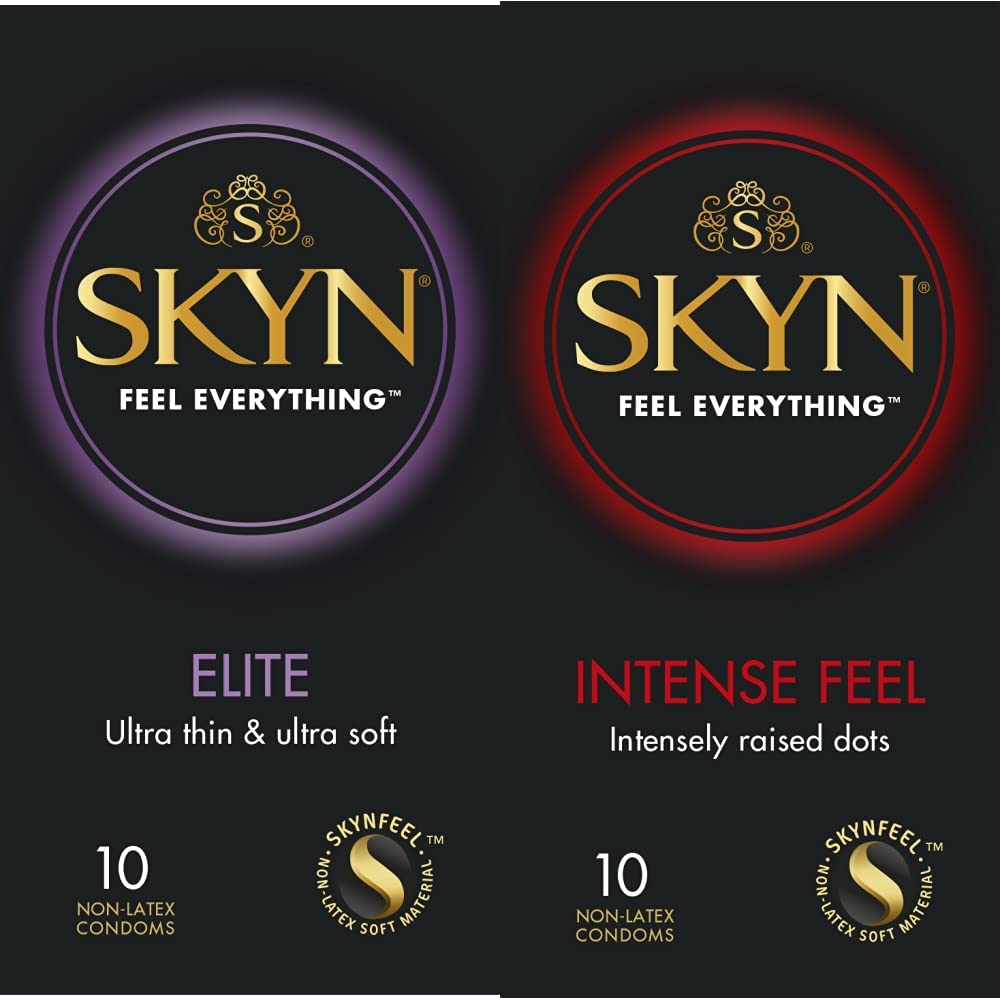 200046 Elite Pack of Non-Latex Condoms, 1 x 10 Pieces & Intense Feel Pack of Non-Latex Condoms, 10-Count