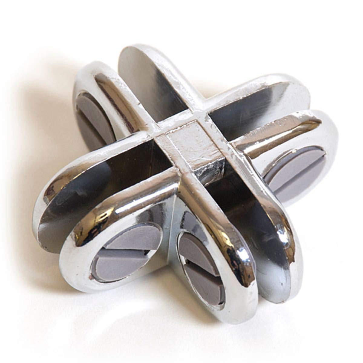 4-Way Glass Connector in Chrome - Case of 10