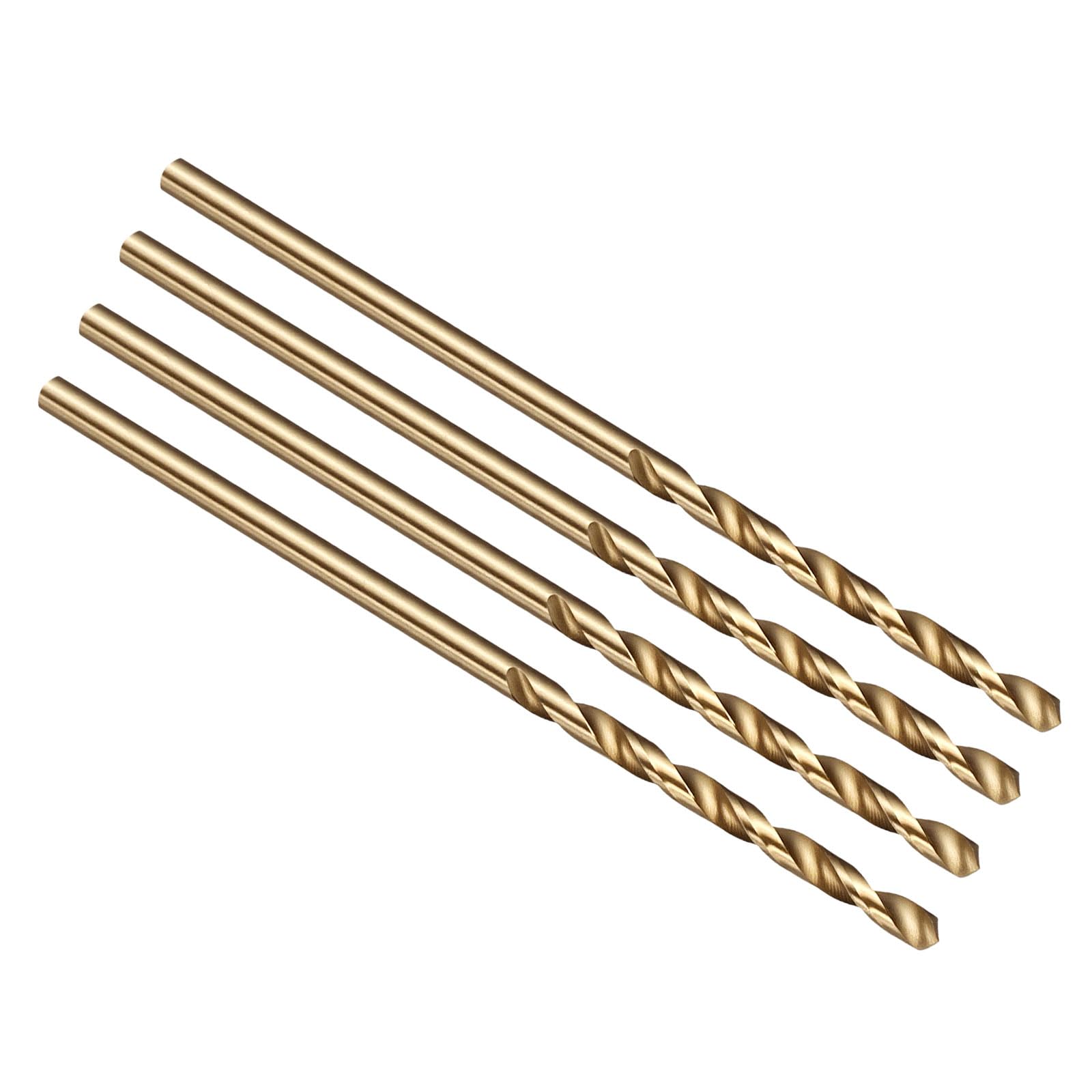PATIKIL #48 Drill Bit, M42 8% Cobalt High-Speed Steel Jobber Straight Shank 135ยฐ Gold Finish for Hard Metal High-temperature Titanium Alloy - 4 Pack