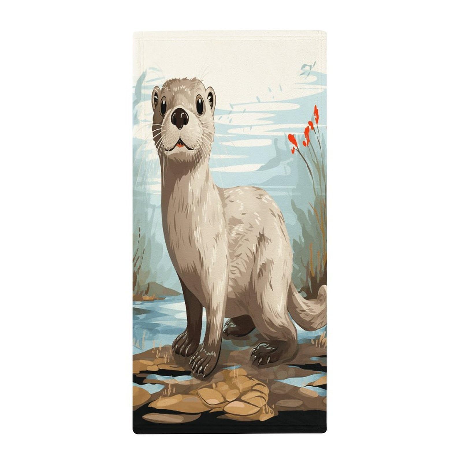 Fekiloot Style Otter Towels For Bathroom, Bath Towels 13.8 X 28.7 Inch, Hand Towel Multipurpose Use As Bath Fitness, Bathroom, Shower, Sports, Yoga Towel