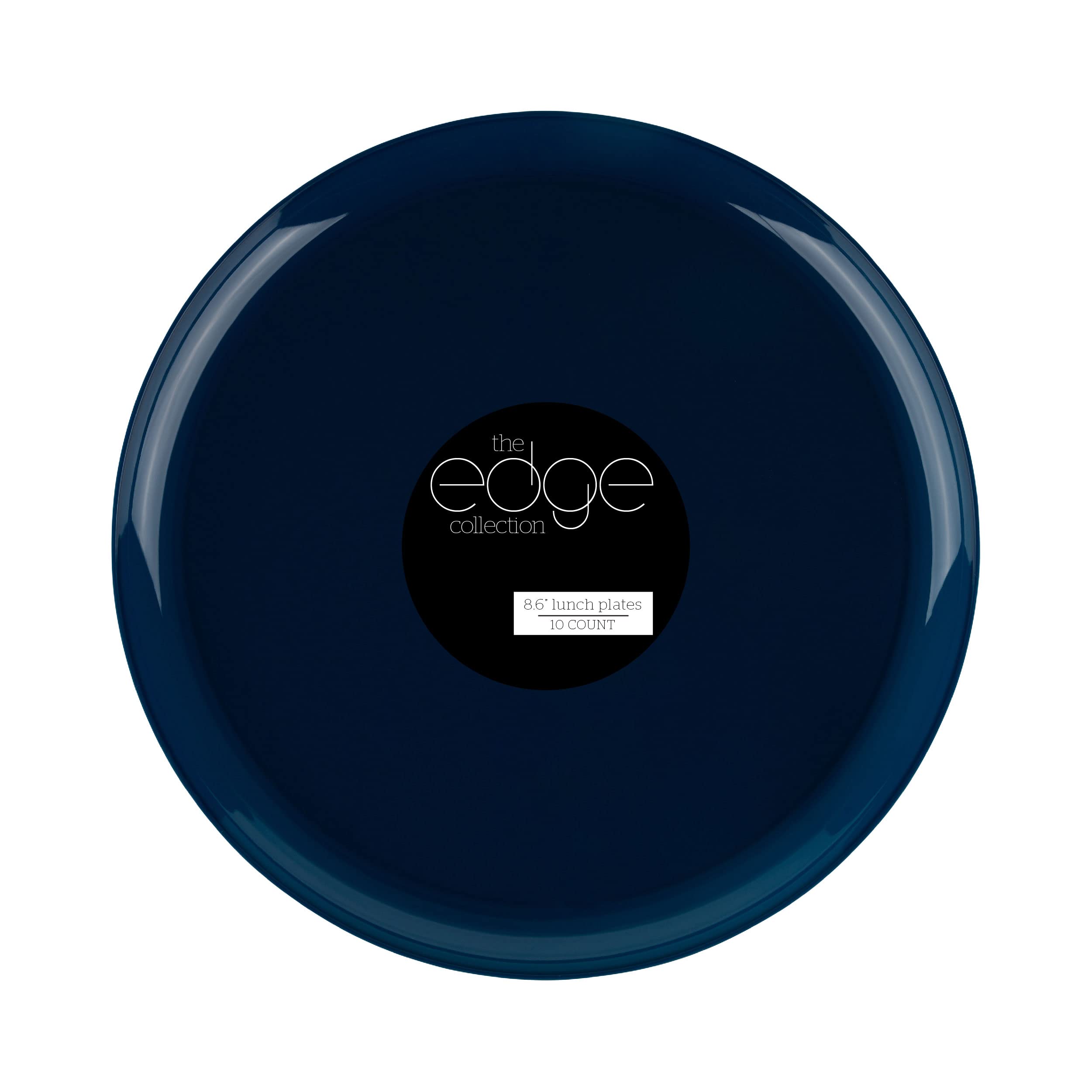 Photo 1 of [30 Pack 8.6''] Dark Blue Plastic Party Plates Edge Collection Premium heavyweight Elegant Disposable Tableware Dishes