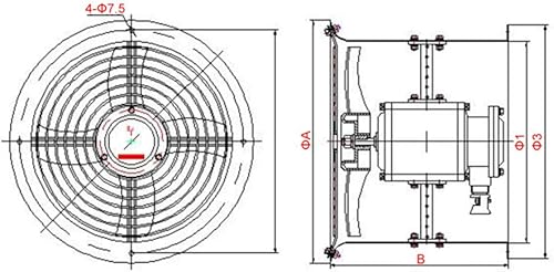 Miniatura 6 de DNYSYSJ Ventilador de escape de tubería de flujo axial a prueba de explosiones de 12 pulgadas, ventilador extractor para extracción y ventilación en