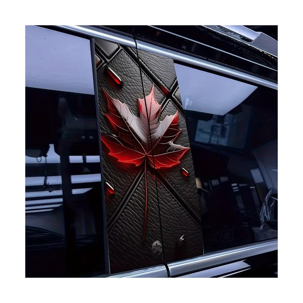 Bertdcx One Color Maple Leaf Pattern Car B Pillar Sticker Waterproof And Scratch Proof Auto Parts