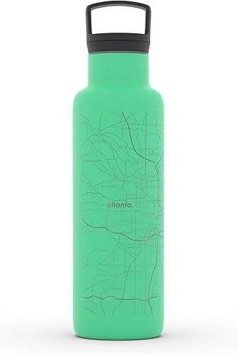 Miniatura 86 de Well Told Botella de agua aislada con mapa de Washington DC grabado, botella de acero inoxidable grabada (21 onzas, blanco) botella aislada de mapa