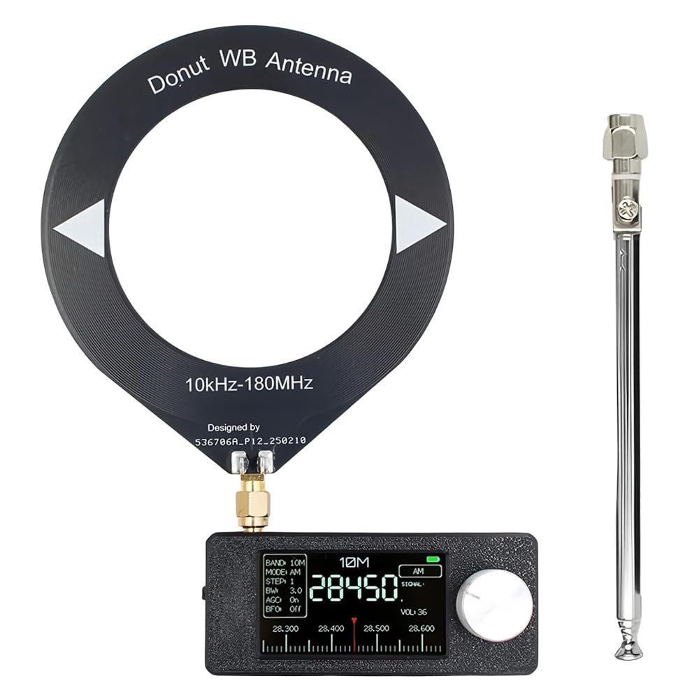 SI4732 Mini Radio, SI4732 Miniradio 0.5-108 MHz, SI4732 Vollband-Radioempfänger, si4732 Taschenradio mit Teleskopantenne und Donut-Antenne, Tragbares USB Radio ESP32-S3-Steuerung für Wandern