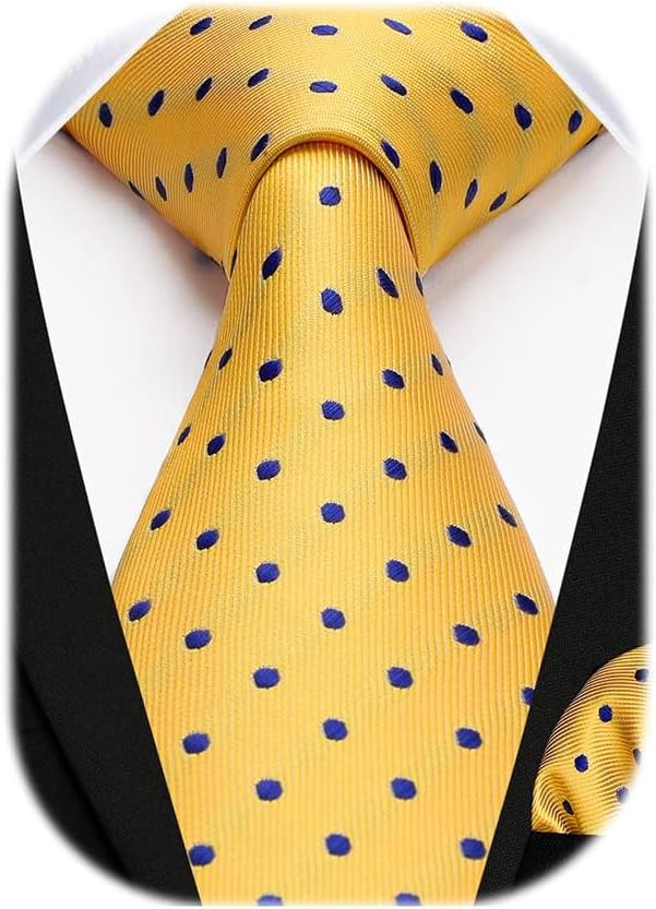 Dot Ties for Men Wedding Tie Handkerchief Formal Business Necktie & Pocket Square Set