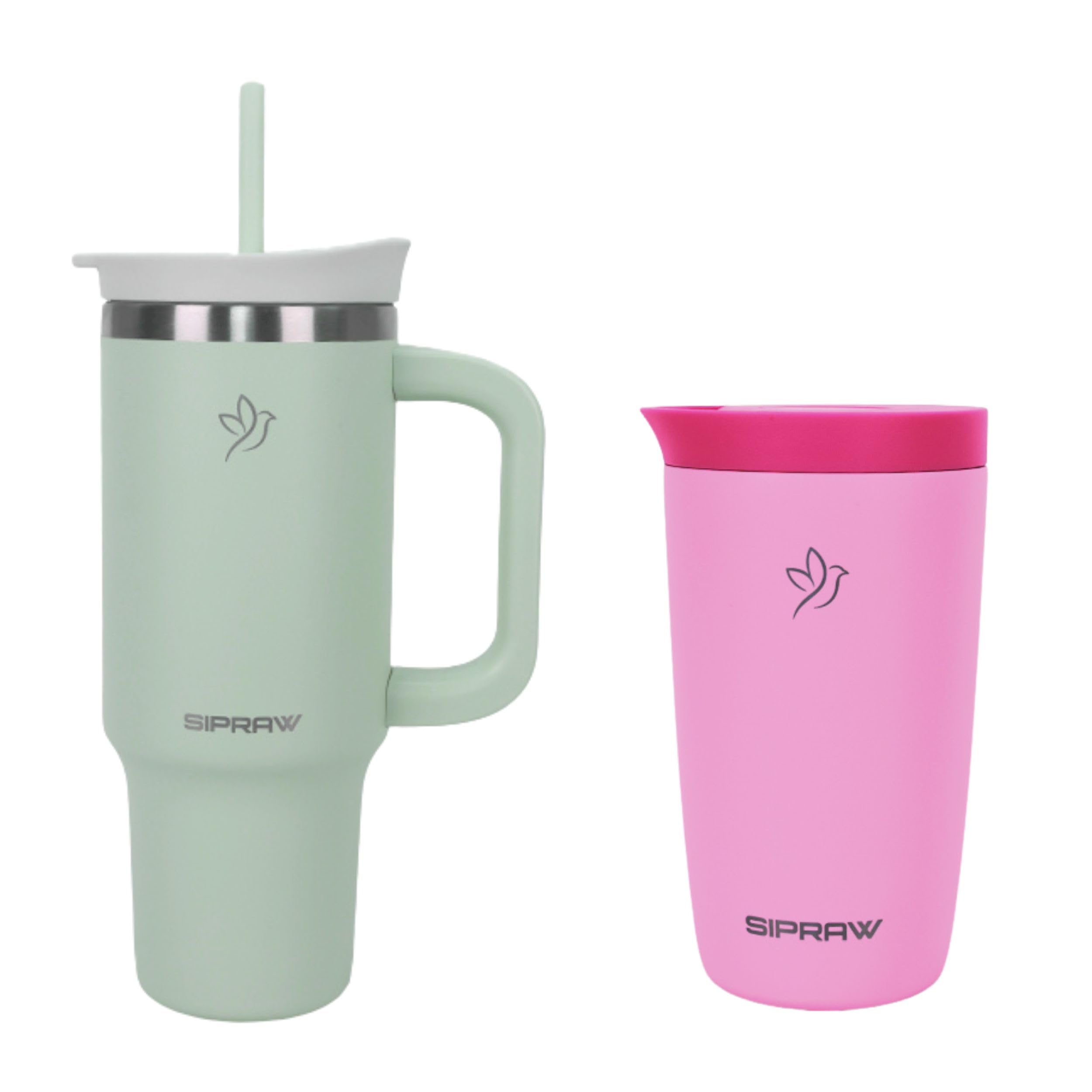 Hot and Cold Tumbler, Reusable Iced Coffee Hot Coffee Cup, Double Wall Insulated Thermal Stainless Steel, Gift for Women Men, Perfect for Camping, Travelling Product - 2 Pack Tumbler