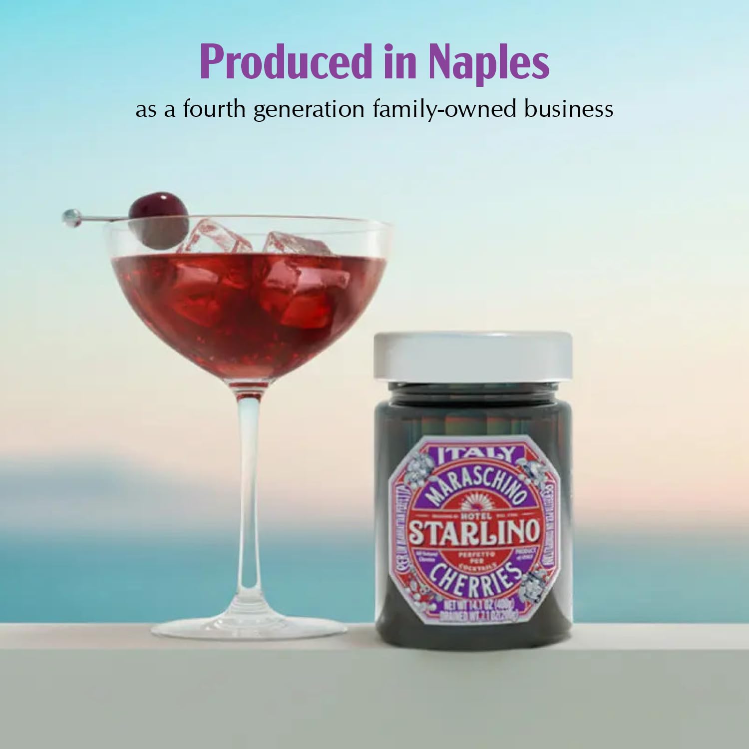 Hotel Starlino Maraschino Cherries | Great Tasting Italian Cherry for Premium Cocktails and Desserts | All-Natural Home Essentials For Your Bar Cart or Makes a Great Gift | 400g Jar, Pack of 1