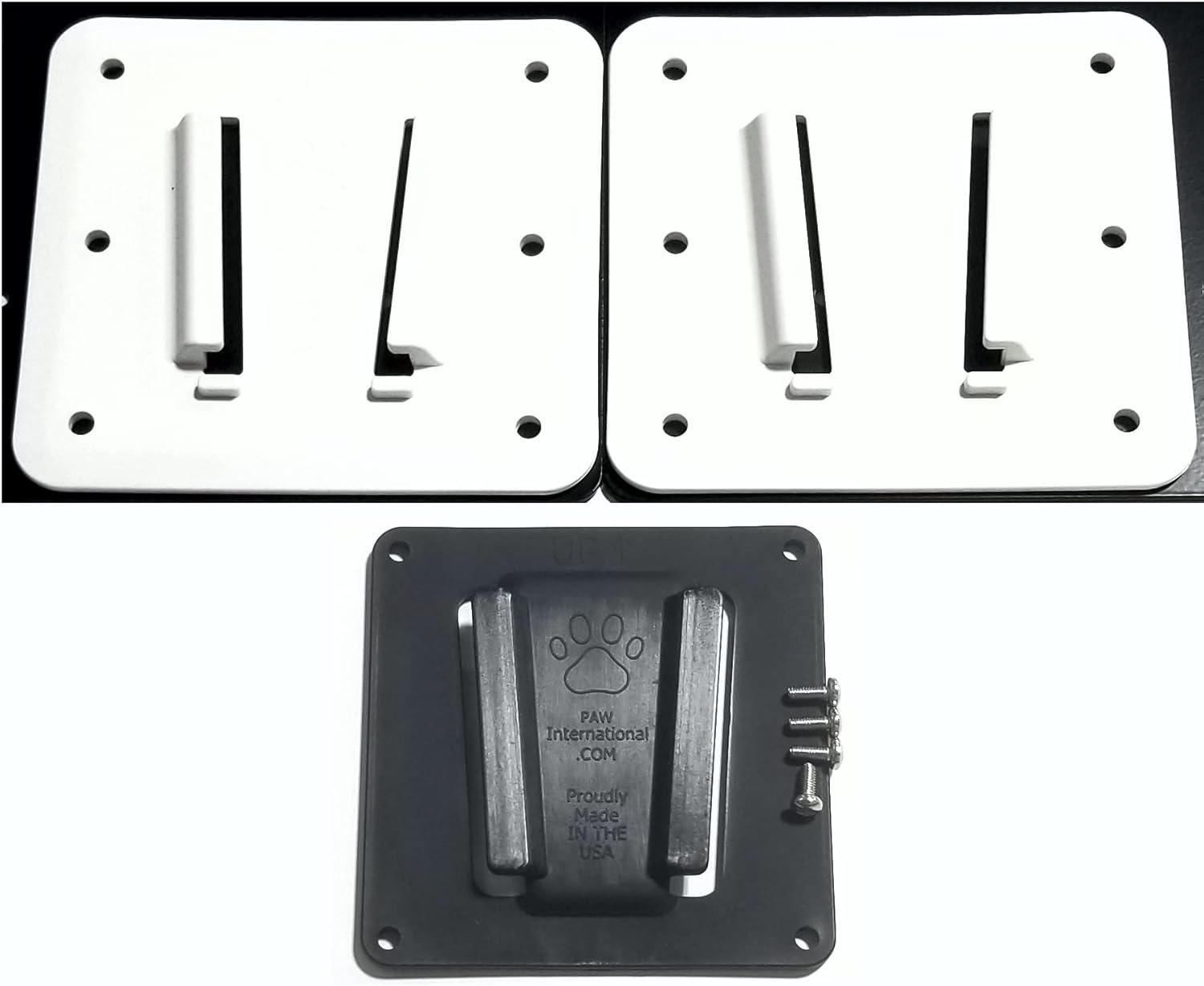 PAW International Polymer (Plastic) RV TV Bracket, White 3 Piece Set: 2-White Wall Mounts and 1-TV Bracket VESA 100x100mm (4"x4")