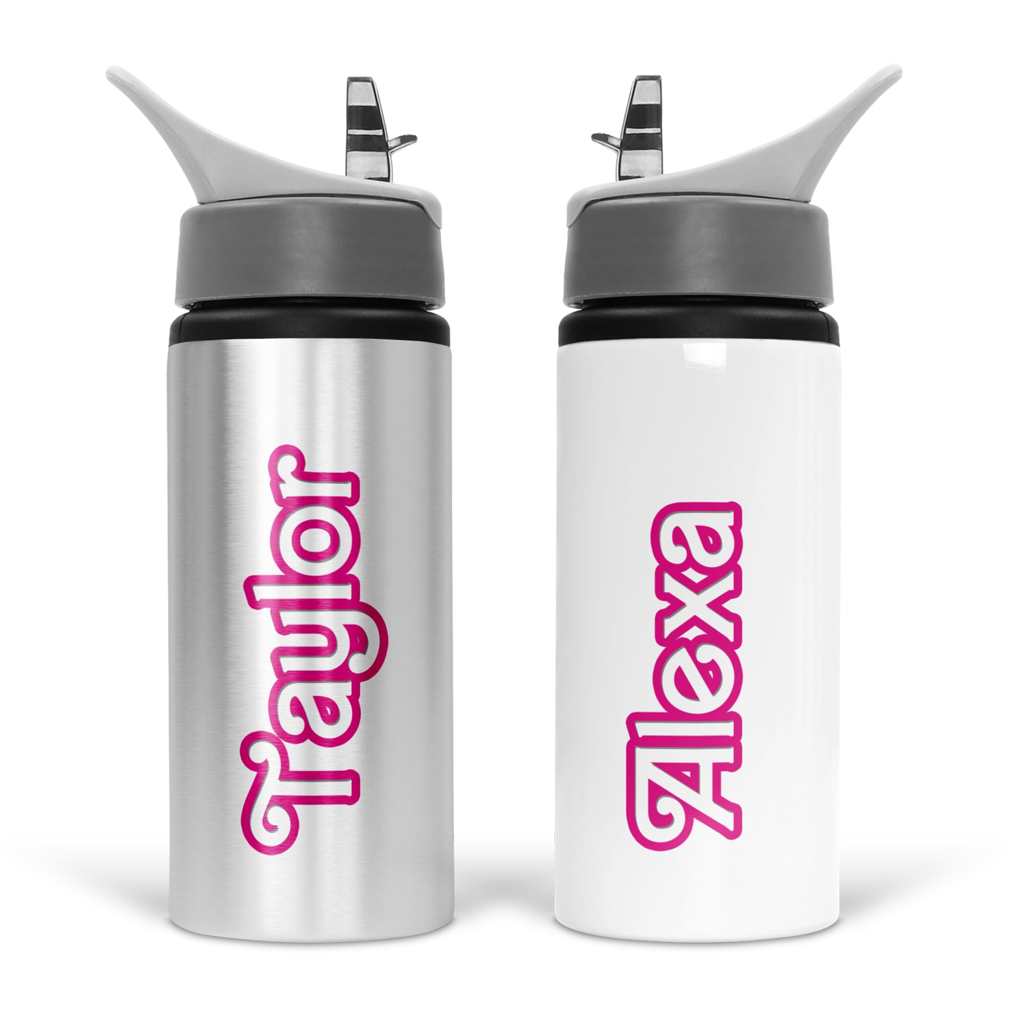 Print Maniacs Girls Pink Personalised Doll 600Ml Water Bottle With Straw For And Women Lets Go Party Chelsea Merchandise Princess Dream Collection Theme Bride Lip Stick Birthday Diamonds