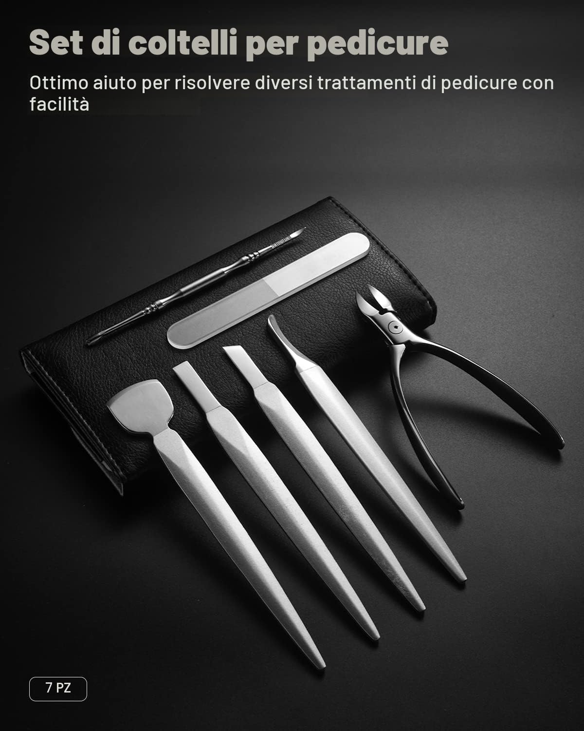 FERYES Kit per unghie incarnite, 7 pezzi di strumenti professionali per pedicure, kit per la toelettatura delle unghie dei piedi, lama del piede di alta qualità, tagliaunghie super affilate