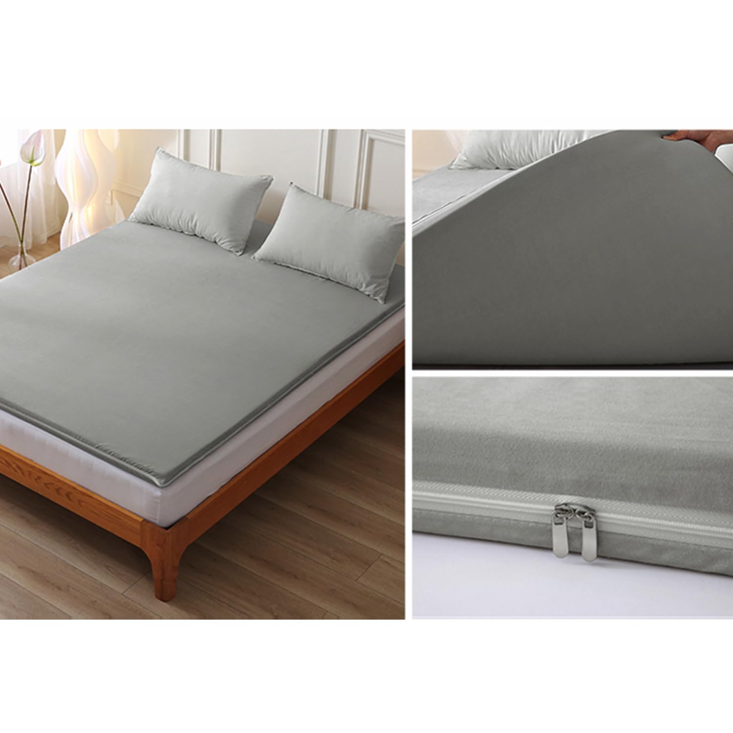 Gris,120x190cm, Housses De Matelas De Sol Housse De Matelas Futon Traditionnel Japonais Couvre - Lit Housse De Protection pour Matelas Ensemble Complet De Pantoufles Futon