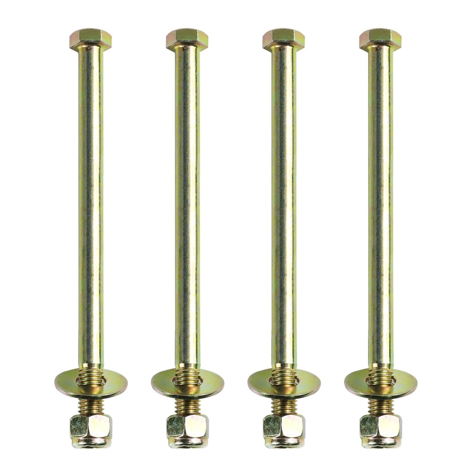 Metalsuberg 1/2" x 8" Hex Head Bolt by Color Galvanization with Nylon Lock nut and Large Size Washer Assortment Kit,Alloy Steel,Grade 5.(4pcs Pack)