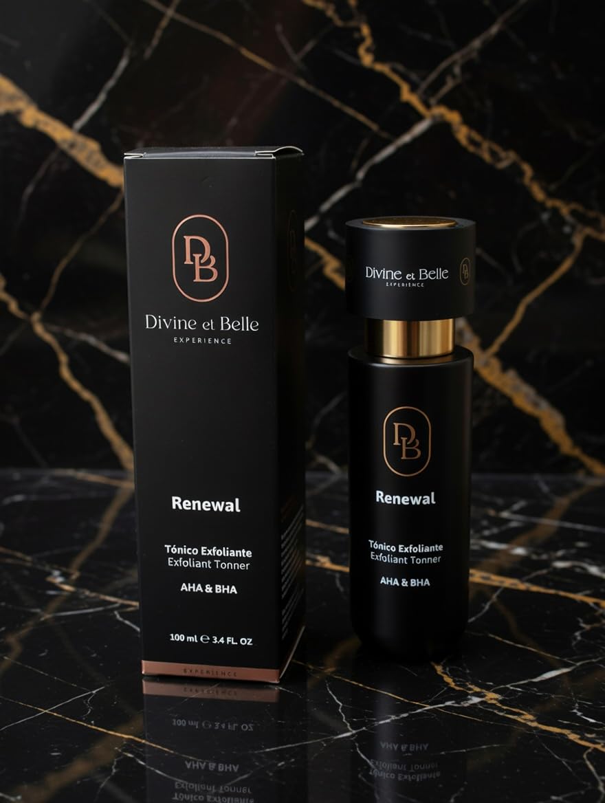 Divine et Belle RENEWAL,Tónico Exfoliante Nocturno, para el rostro, con AHA & BHA, Vitamina C y Niacinamida, 100ml | Belleza y cuidado premium