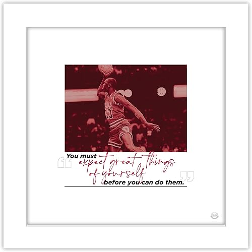 Miniatura 9 de Trends International Gallery Pops Michael Jordan - Arte de pared con texto en inglés Quote Expect Great Things, versión enmarcada negra, 12 x 12