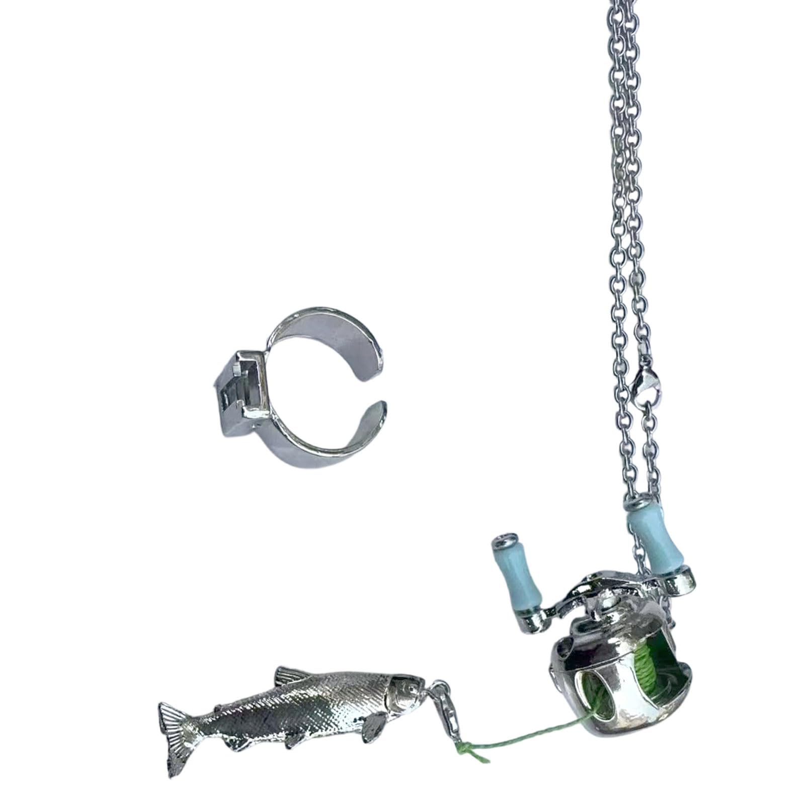 Collier sur le thème de la pêche avec bobine rotative anti-stress interactive