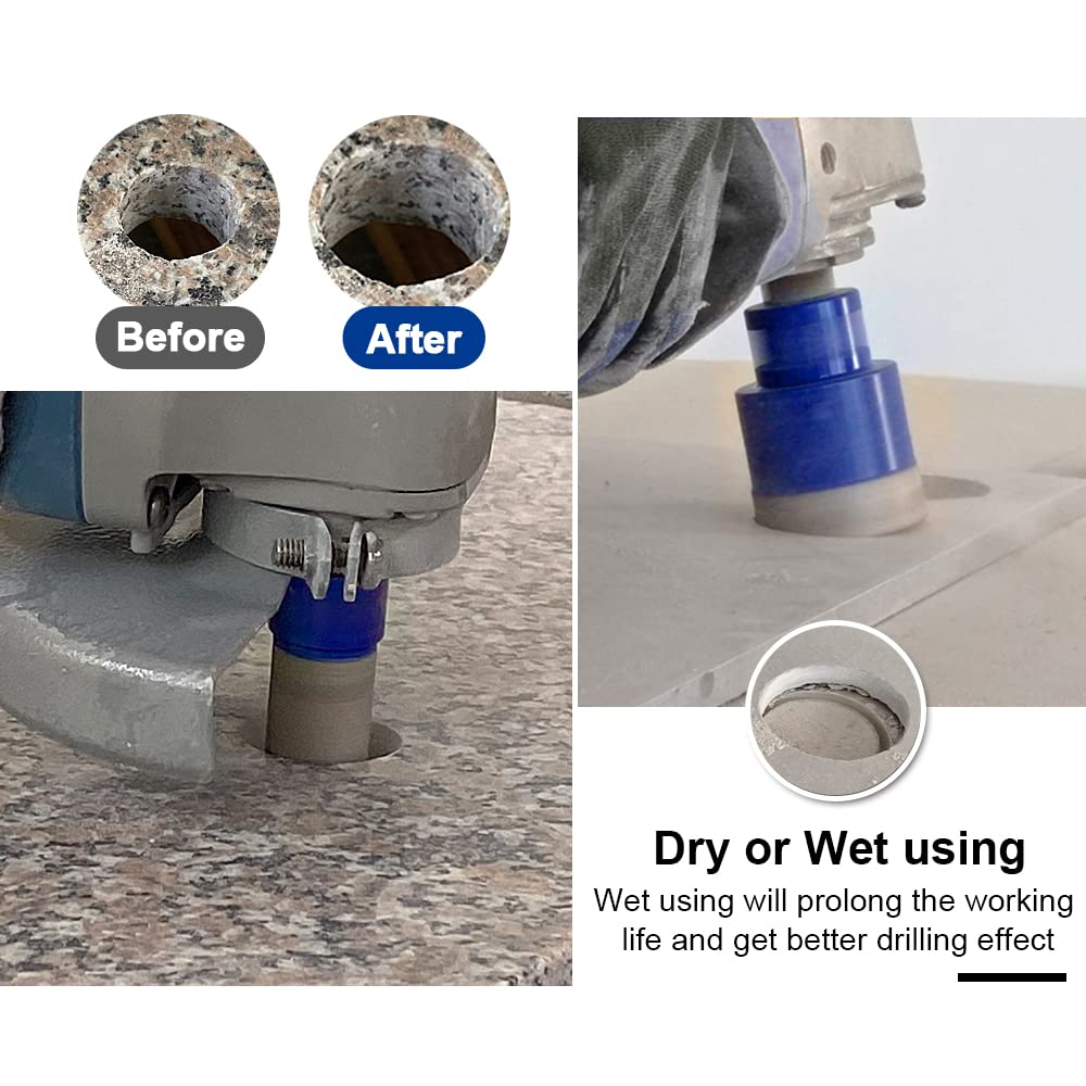 SHDIATOOL Suche diamentowe wiertła rdzeniowe M14 gwint 6/6/20/25/35/50 mm i 20 mm bity palcowe z adapterem HEX lutowane próżniowo do płytek porcelanowych granitowych marmuru