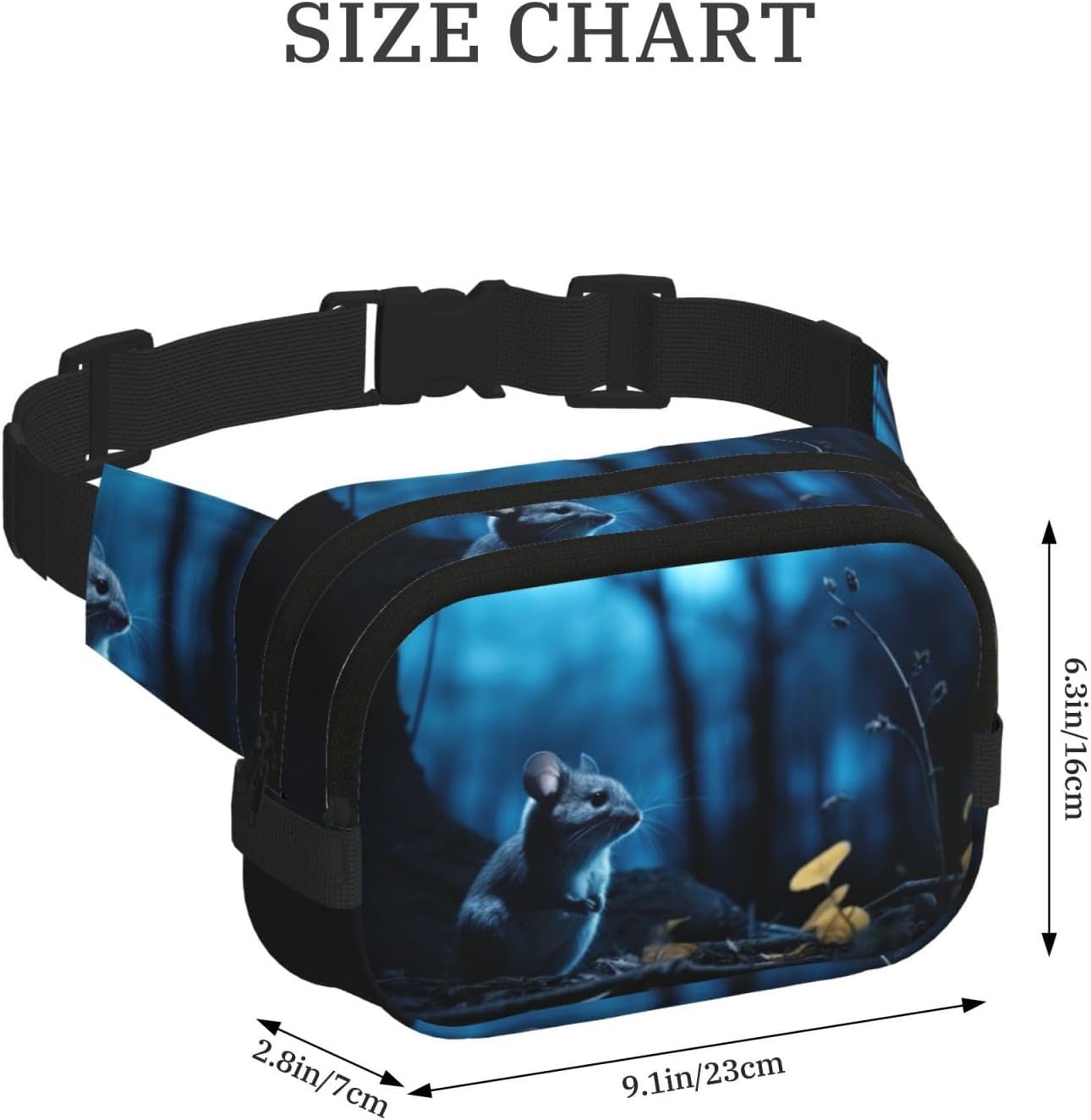 Blue Chinchillas And Moon1 print Fashion Waist Packs Crossbody Belt Bag Fanny Pack for Women Crossbody for Traveling Running