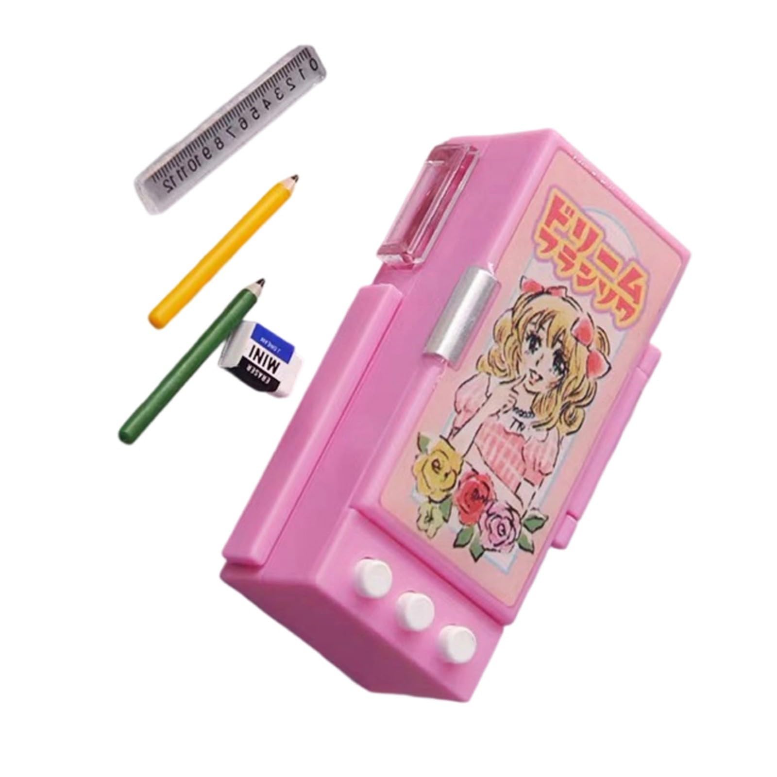 Qcbuegof Multiple Compartments Pencil Holder, Compact Miniature Design in for School Home Novelty Pencil Holder Container