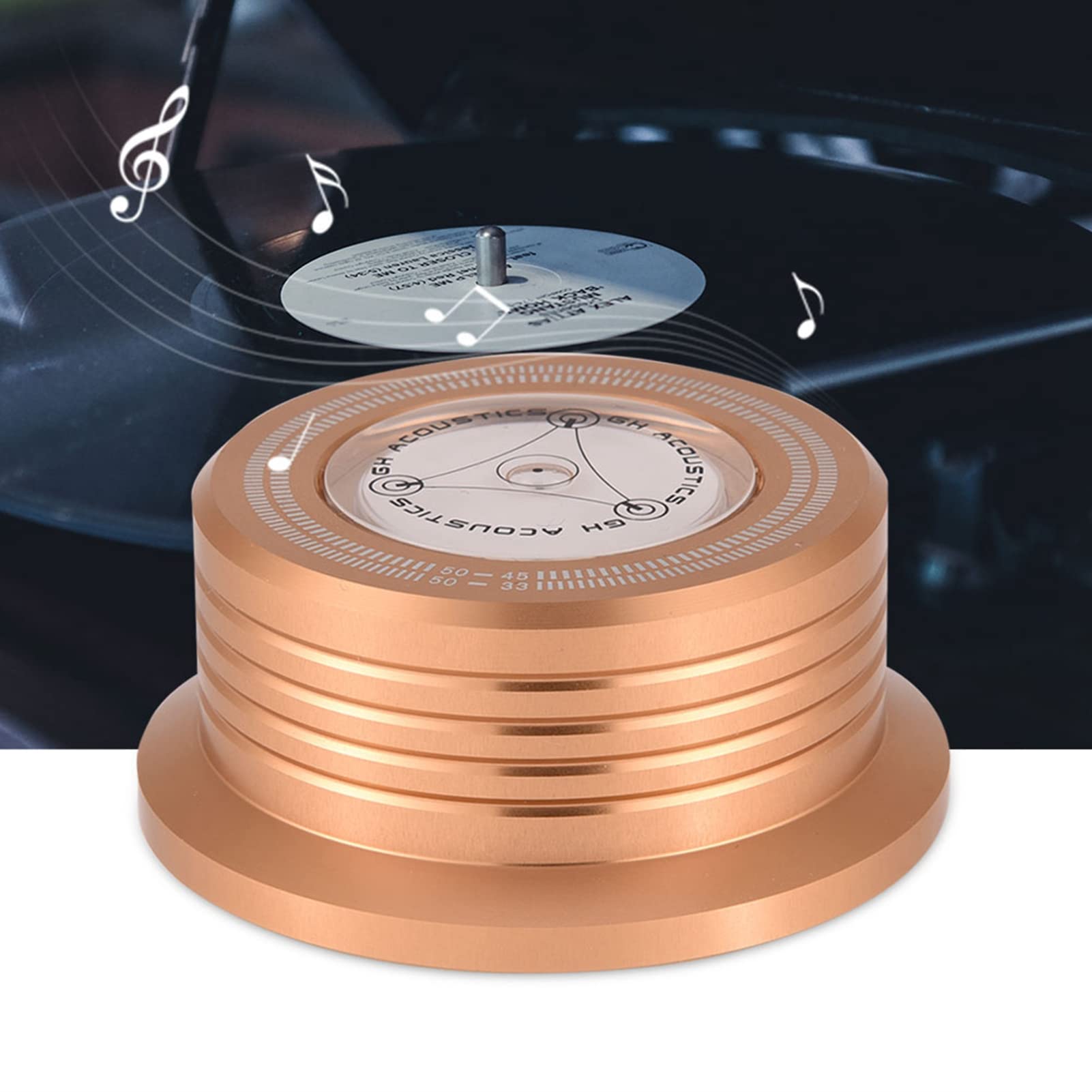 Stabilizzatore Per Giradischi LP 50Hz - In Lega Alluminio Con Livella A Bolla, Nero - Foto 7