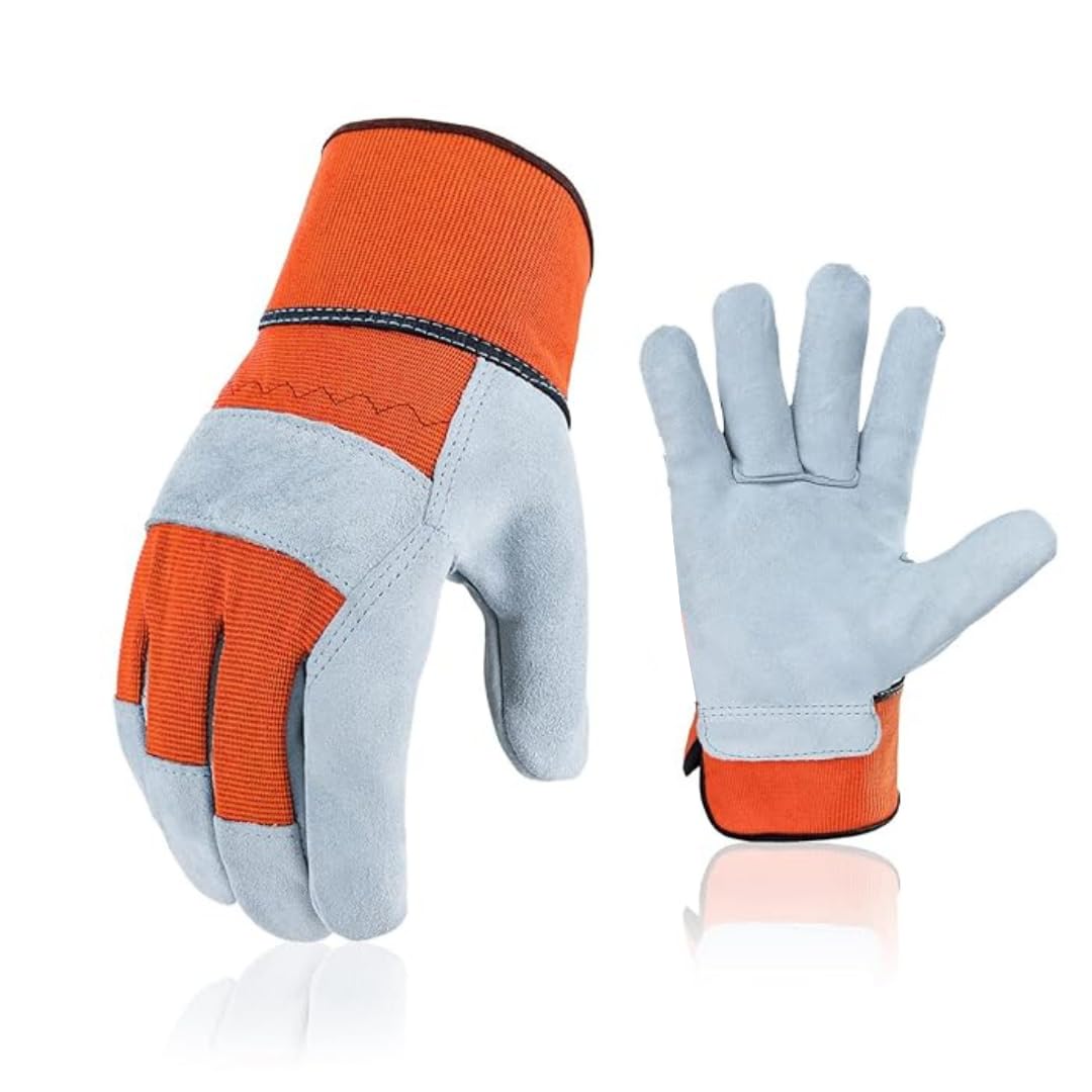 Jupiter Industries Leather Double Palm Split Canadian Heat, Cut, Wear And Tear Resistant Anti Impact Palm Coated For Handling Machinery, Mechanics & Welding Gloves - Color May Vary, Pack of 1 (B07W7ZD54K) Amazon Price History, Amazon Price Tracker