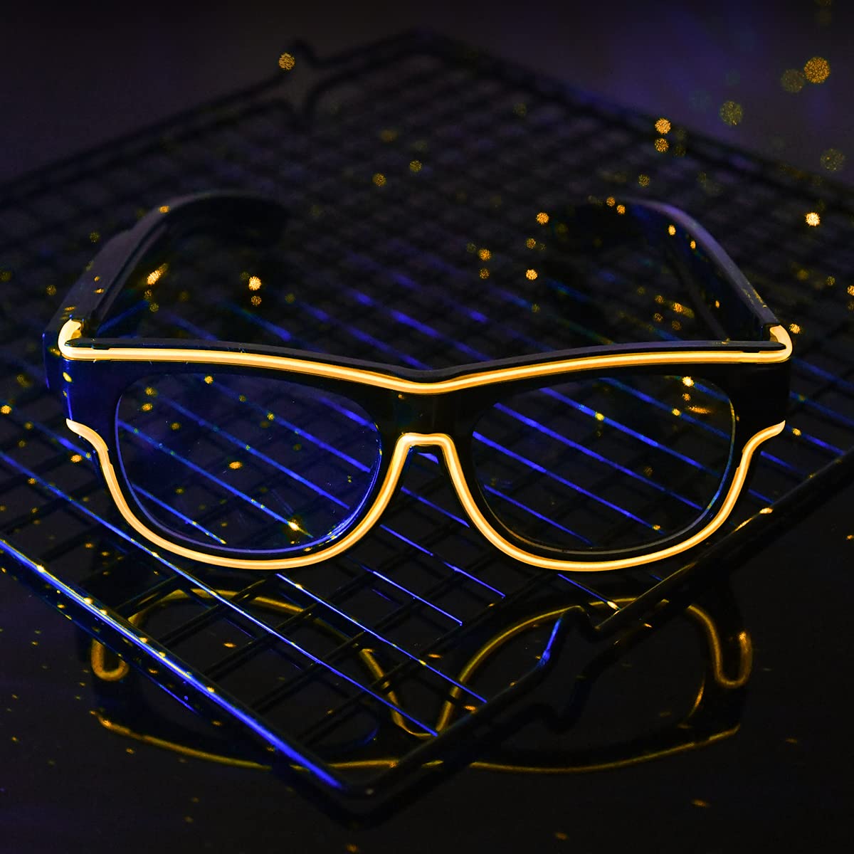 Ainiv Wireless Light up Glasses, Luminous El Wire Neon Party Rave Glasses, 3 Lighting Modes - Image 2