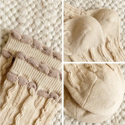 Image of Starella Women Cute Lace Crew Socks Cotton Vintage Twisted Preppy Dress Sock for Pumps Shoes 5 Pairs