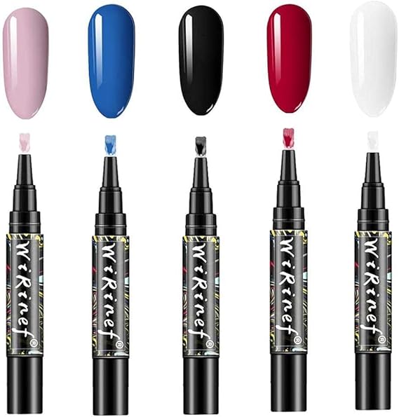 CeFoney Gel Nail Polishes,Nail Polish Pen,5Pcs One Step Semi Permanent