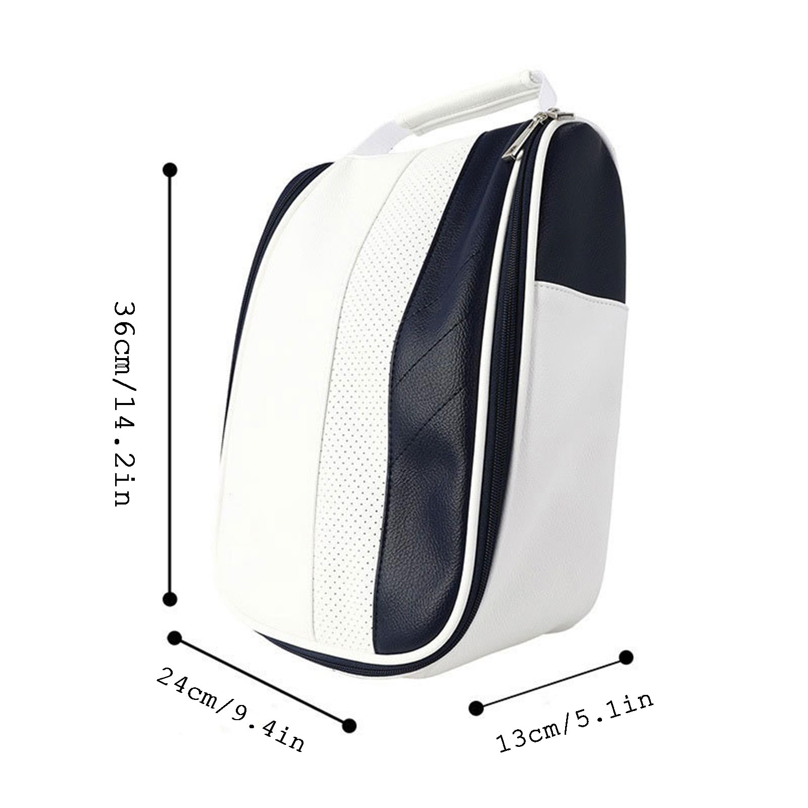 Tragbare Golfschuhtasche aus PU-Leder, Leichte Reise-Schuhtragetasche mit Reißverschluss, Sportschuhtasche mit Belüftung