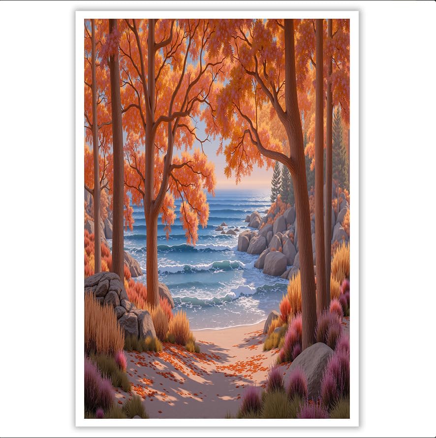 Toile paysages naturels forêt vagues décoration maison salon bureau
