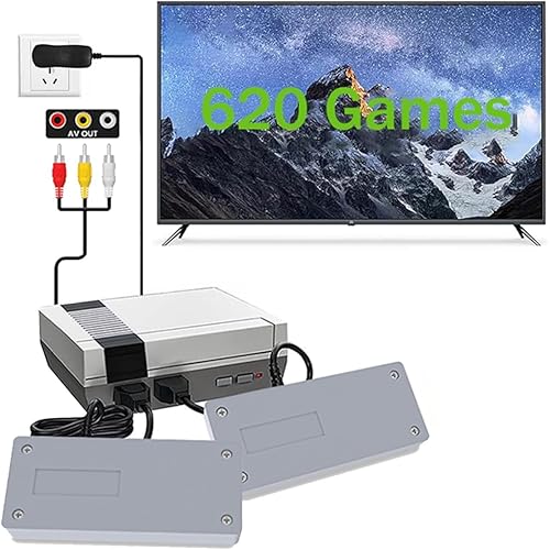 Retro Game Console with 620 Classic Edition Games, Classic Mini Handheld Video Game Console with Dual Controllers, AV Output, Plug-and-Play for TV, Nostalgia Gift for Adults & Kids, Grey