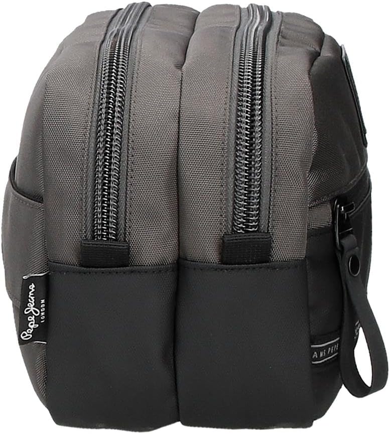 Pepe Jeans Stratford Two Compartments Adjustable Grey 26 x 16 x 12 cm Polyester Grey Talla única Toiletry Bag with Two Compartments Adjustable, Gray, Standard Size, Adjustable Toiletry Bag with Two,