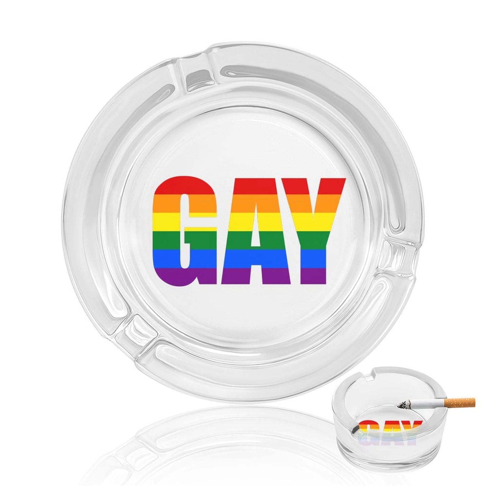 Nclqvjxzkhw Style Gay Prouds-Rainbow Lgbt Glass Ashtray Round Ash Tray Smoking Trays For Home Garden Outdoor